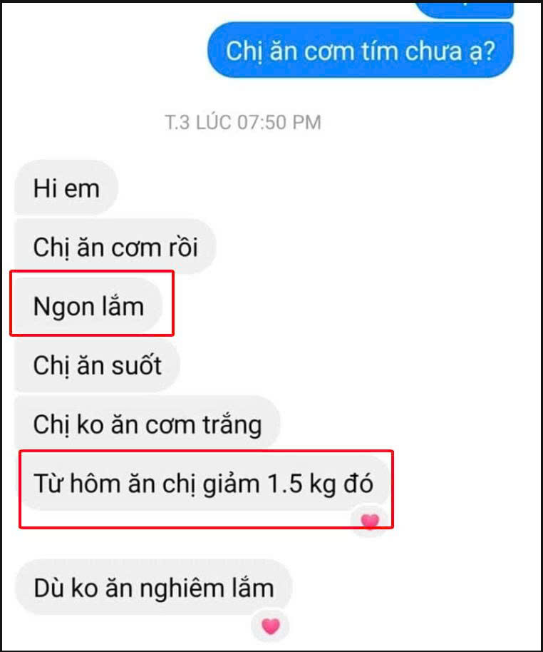 feedback khách hàng sử dụng cơm độ dưỡng đã giảm cân thành công