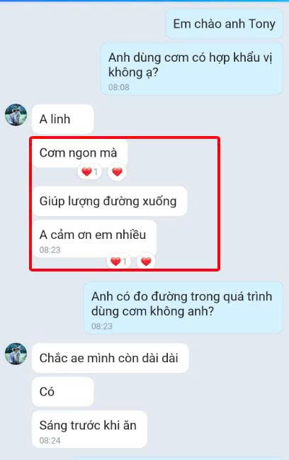 feedback khách hàng về đường huyết